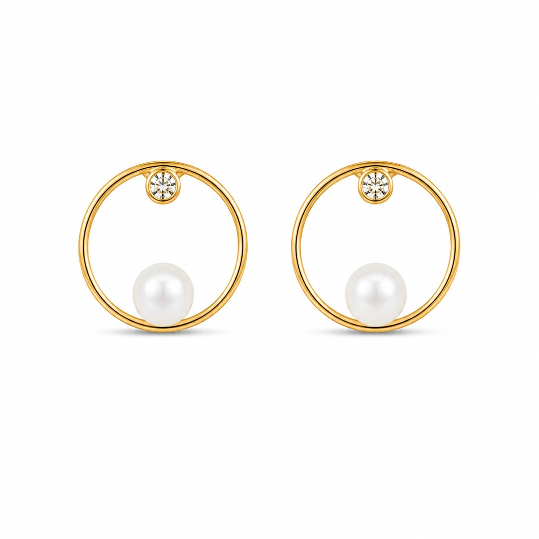 Brinco Diore Ouro 18K com Pérola e Gema em Zircônia