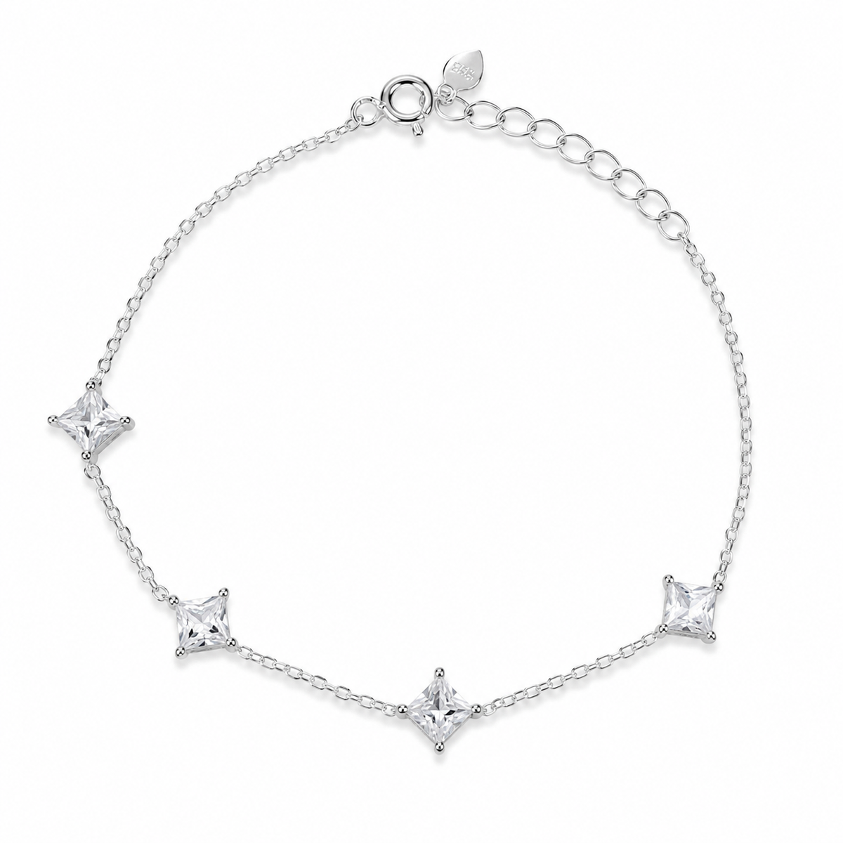 Pulseira Asteria em Prata 925 com Zircônias Cristais 18cm