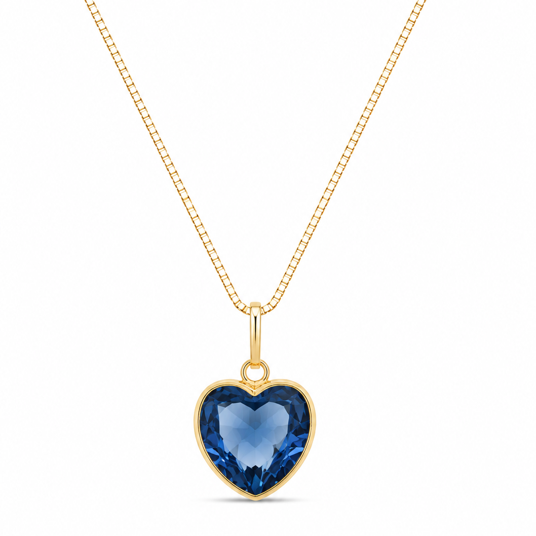 Colar Life Blue em Ouro 18K com Zircônias 45cm
