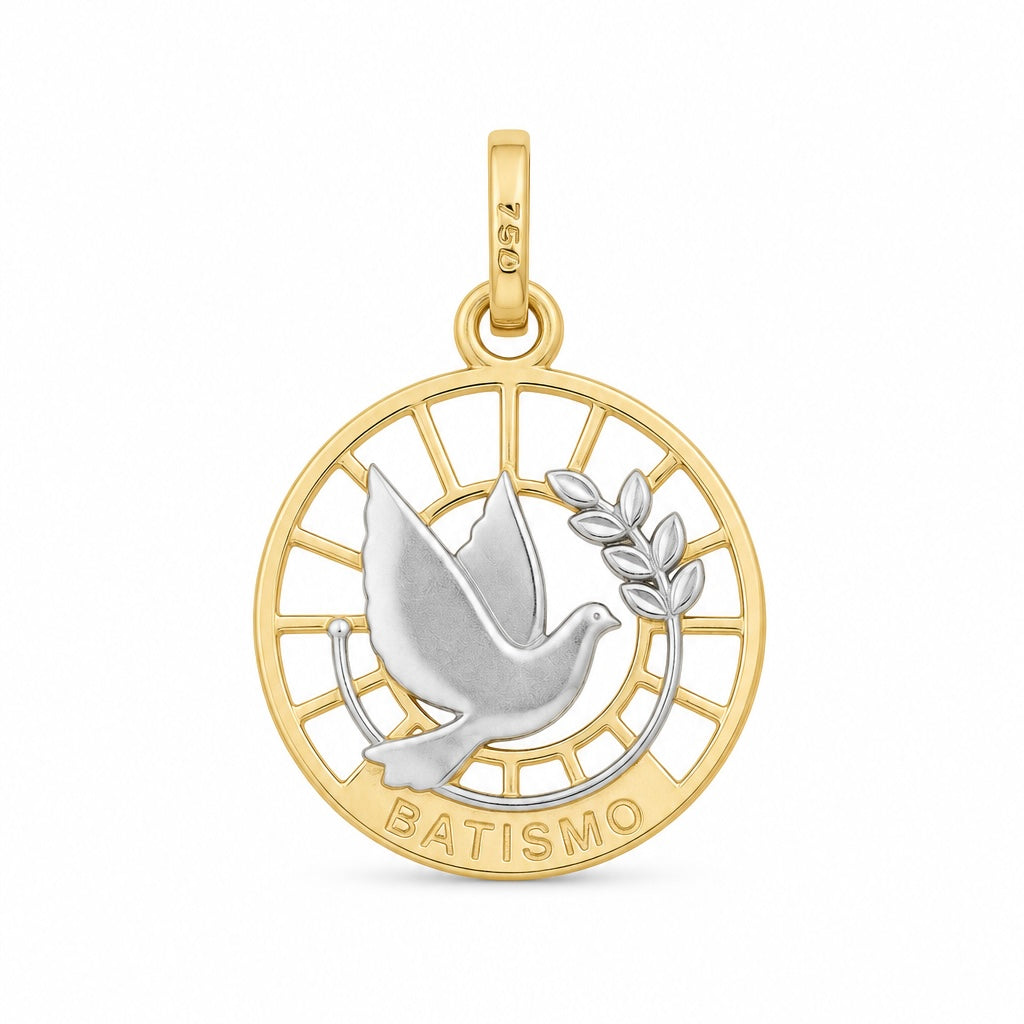 Pingente Batismo em Ouro 18K Amarelo e Ouro 18K Branco