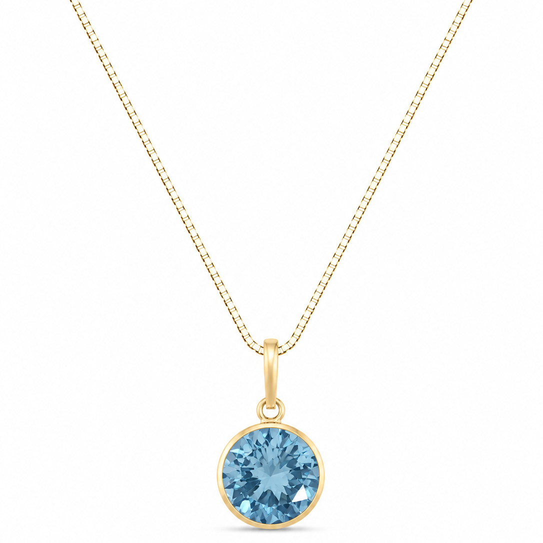 Colar Cristin Aqua Marine em Ouro 18K com Zircônias 45cm