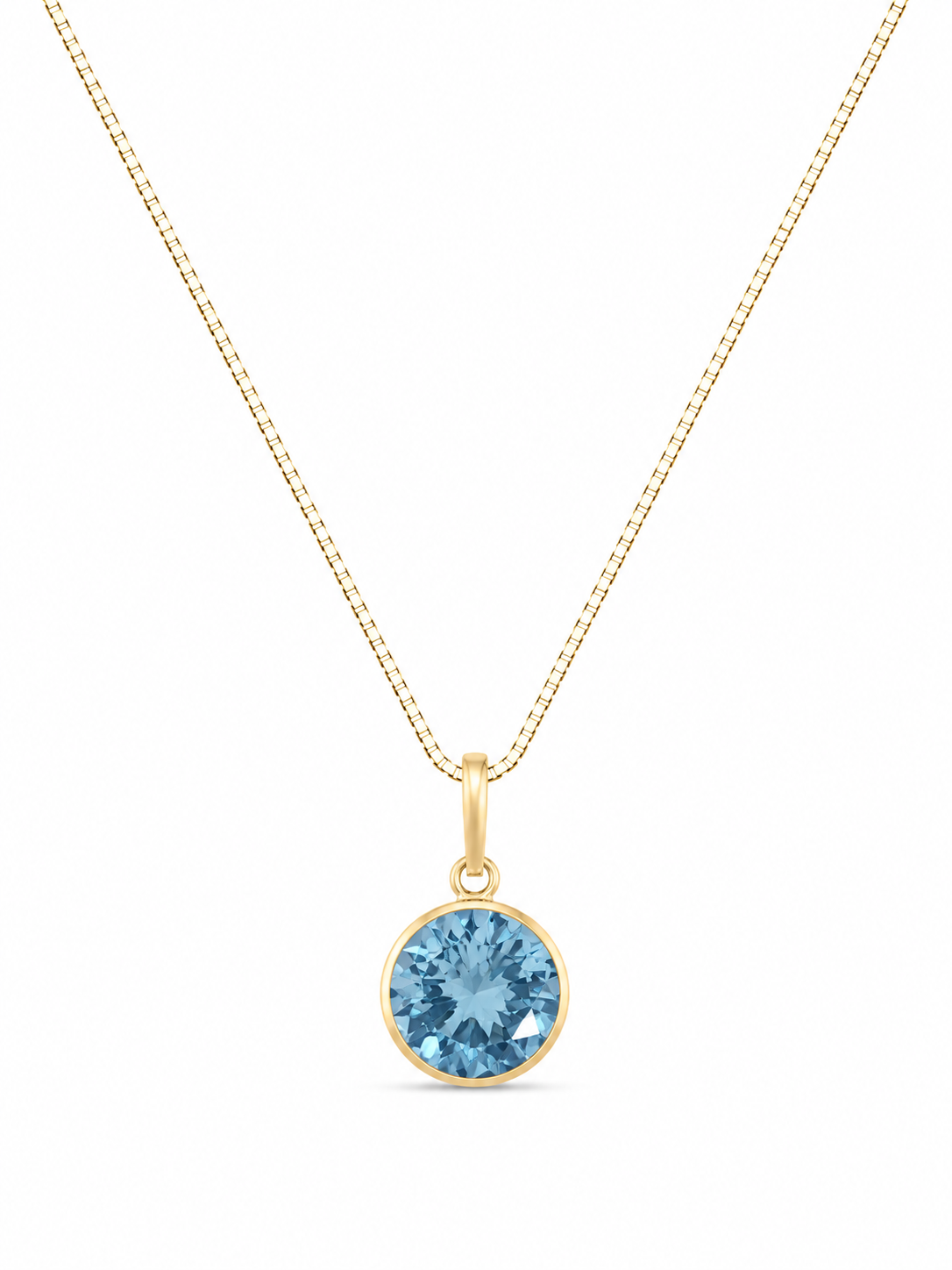 Colar Cristin Aqua Marine em Ouro 18K com Zircônias 45cm