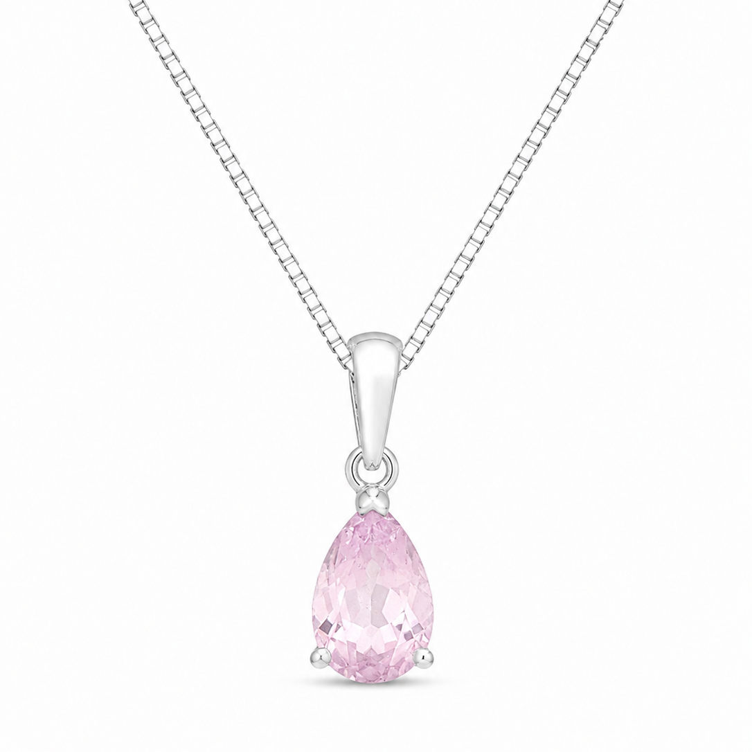 Colar Gota Rosé em Prata 925 com Zircônias 45cm