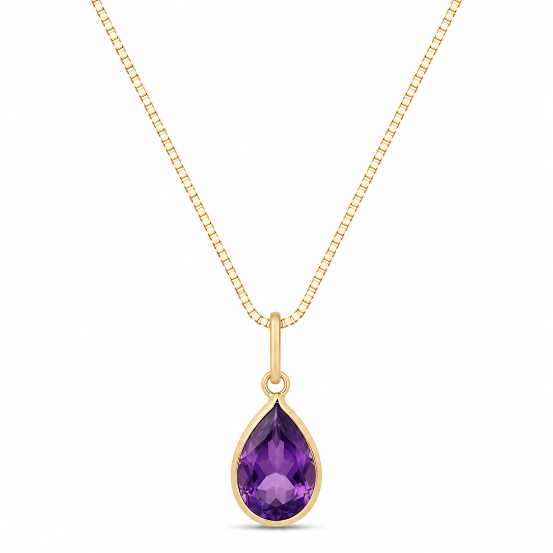 Colar Angelin Ametista em Ouro 18K com Zircônias 45cm