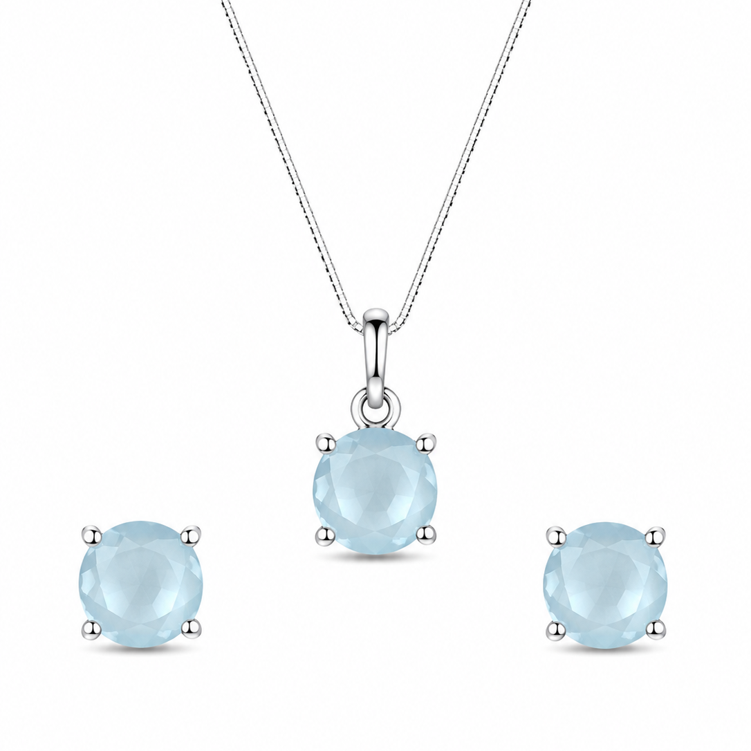 Conjunto Aura Blue em Prata 925 com Zircônias 45cm