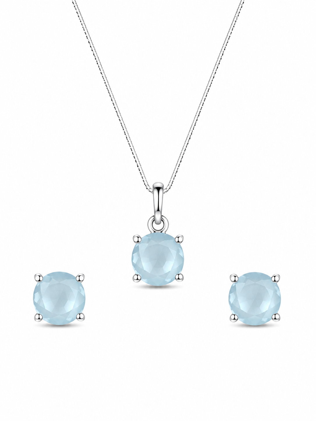 Conjunto Aura Blue em Prata 925 com Zircônias 45cm