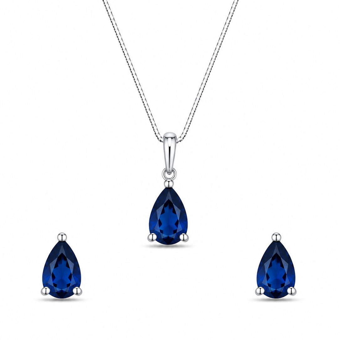 Conjunto Gota em Prata 925 com Zircônias 45cm