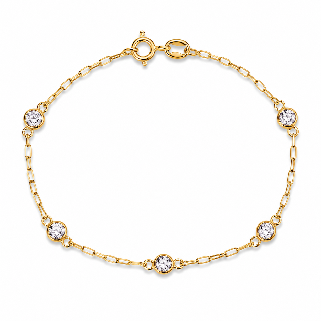 Pulseira Pequeno Amor Cristal em Ouro 10K 14 cm com Gemas de Zircônia
