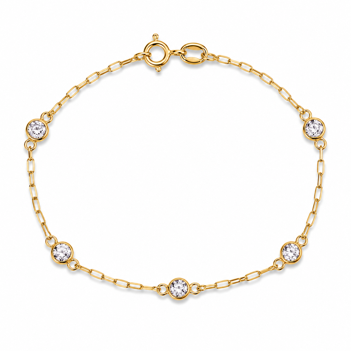 Pulseira Pequeno Amor Cristal em Ouro 10K 14 cm com Gemas de Zircônia