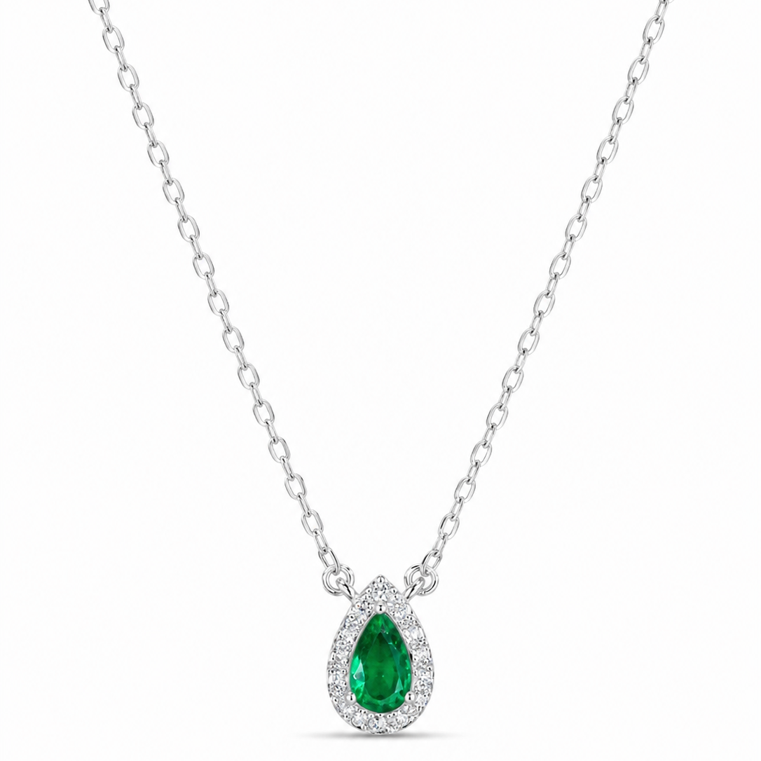 Colar Esmeralda em Prata 925 com Zircônias 45cm