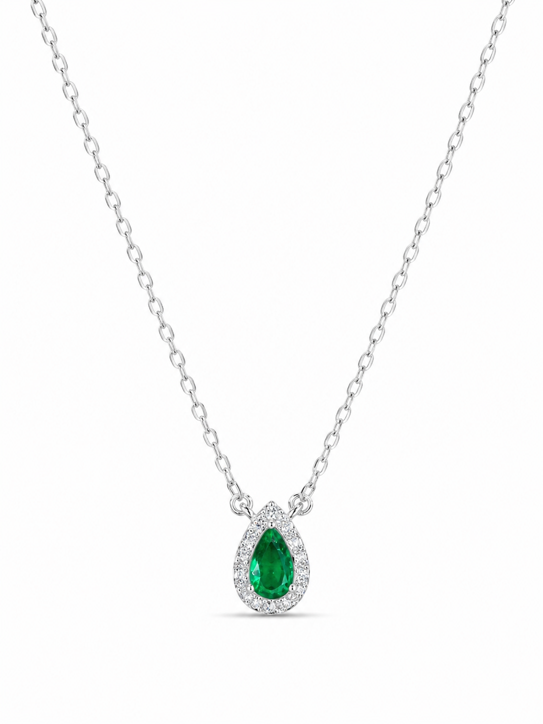 Colar Esmeralda em Prata 925 com Zircônias 45cm