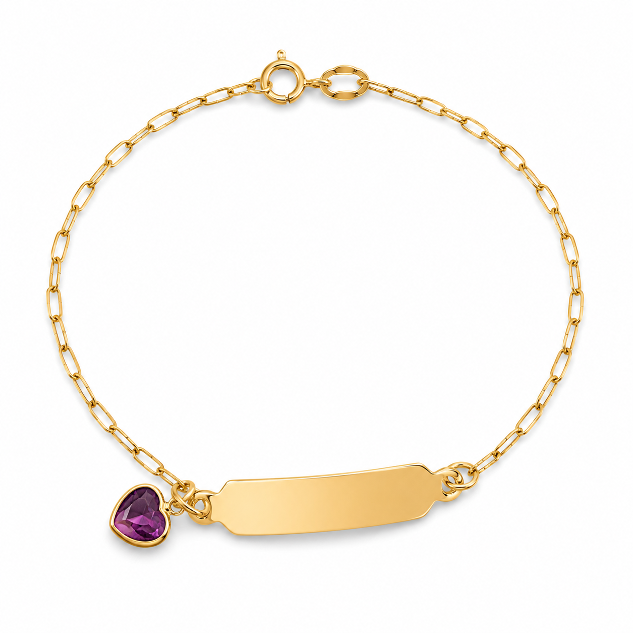Pulseira Chapinha em Ouro 10K 14cm com Gemas de Zircônia