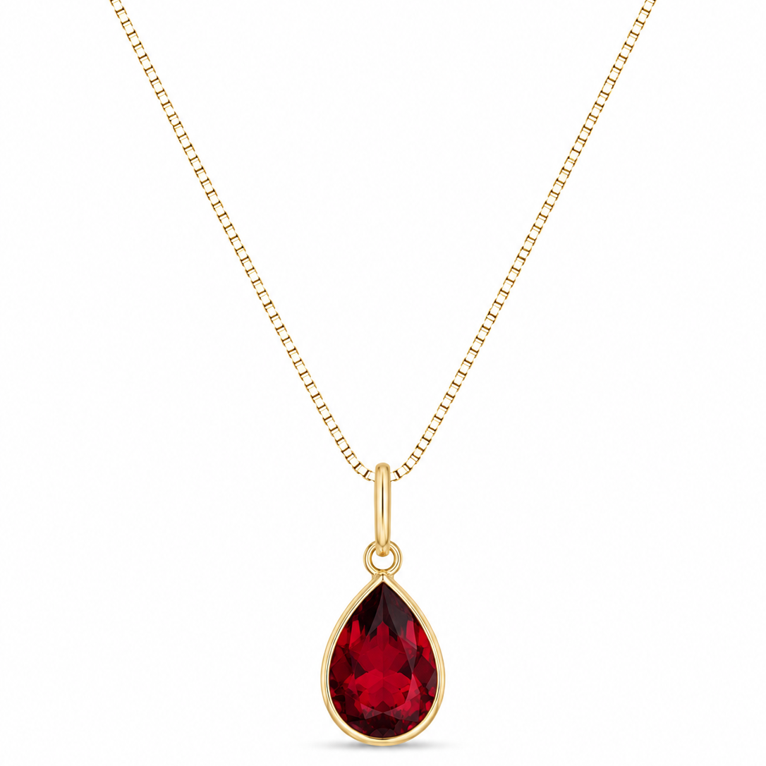 Colar Angelin Garnet em Ouro 18K com Zircônias 45cm