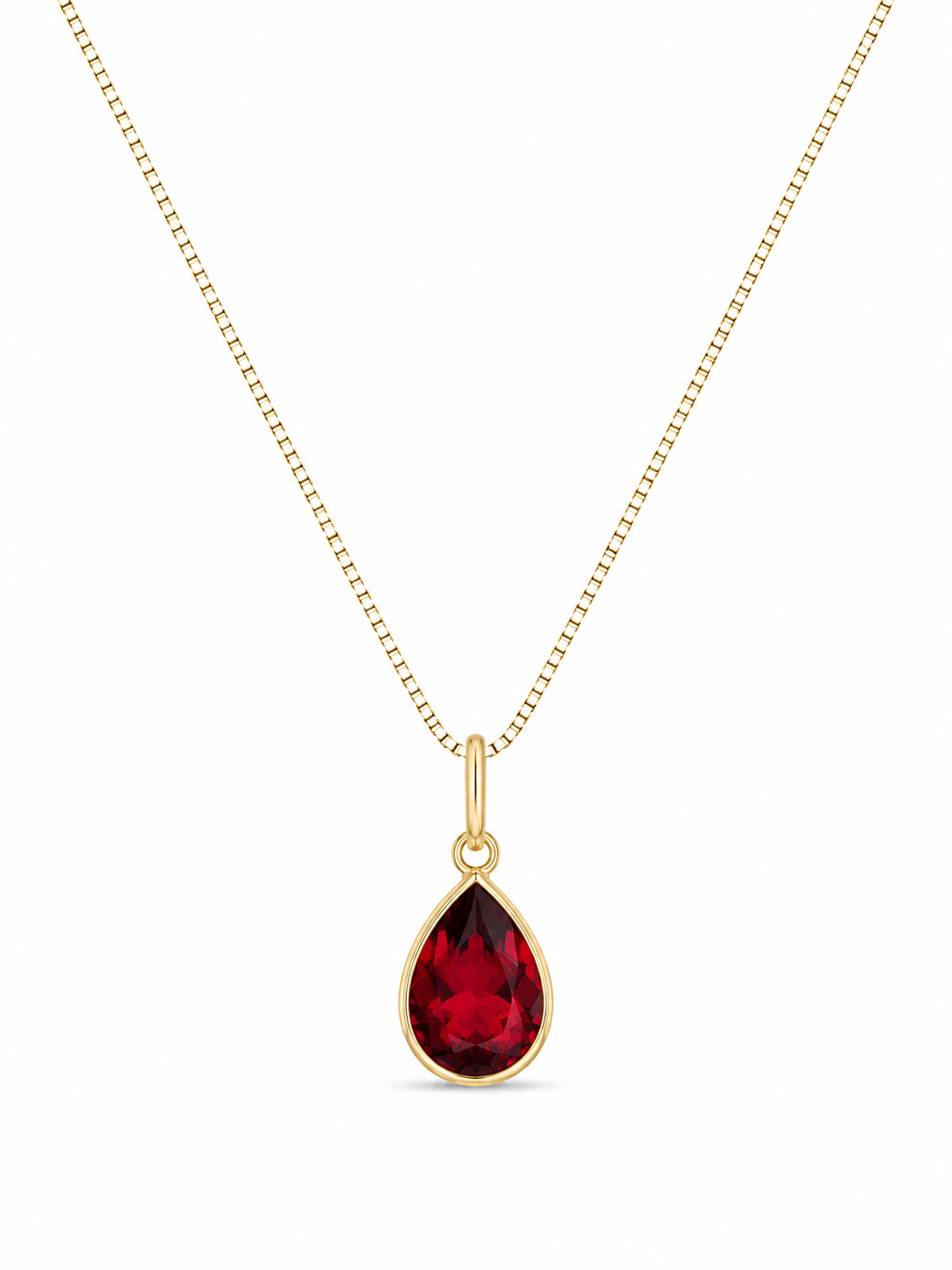 Colar Angelin Garnet em Ouro 18K com Zircônias 45cm