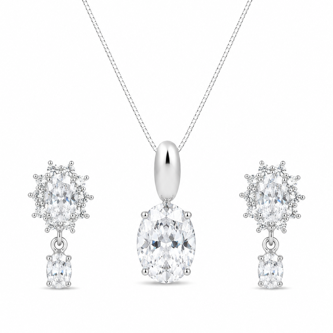 Conjunto Soleil Plus em Prata 925 com Zircônias 45cm
