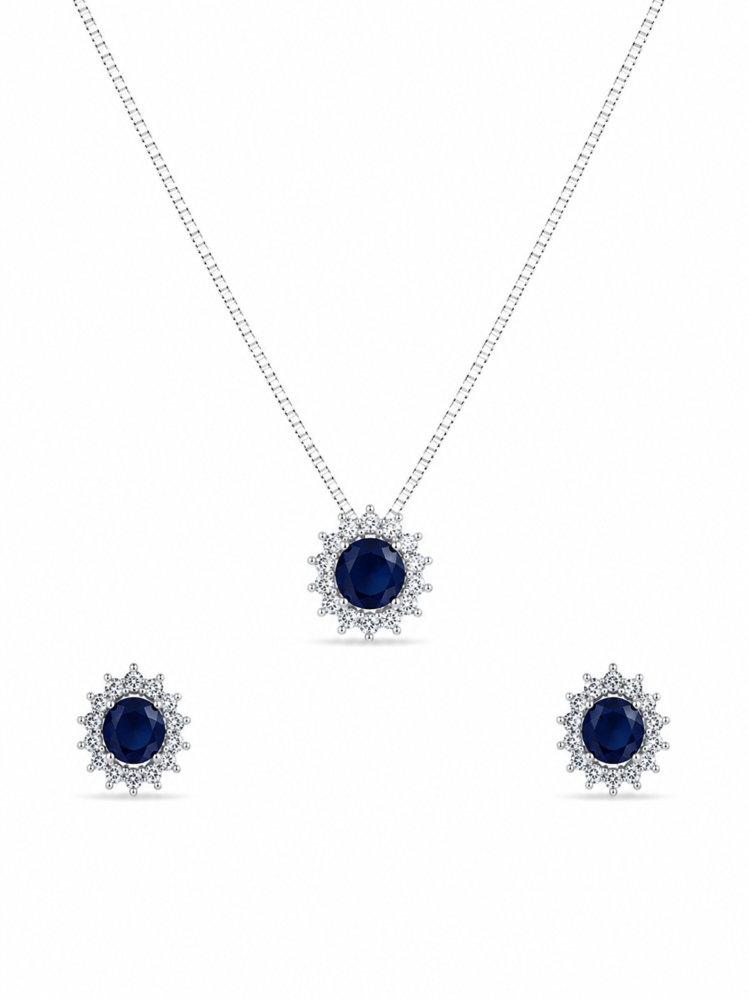 Conjunto Essenza Blue em Prata 925 com Zircônias 45cm