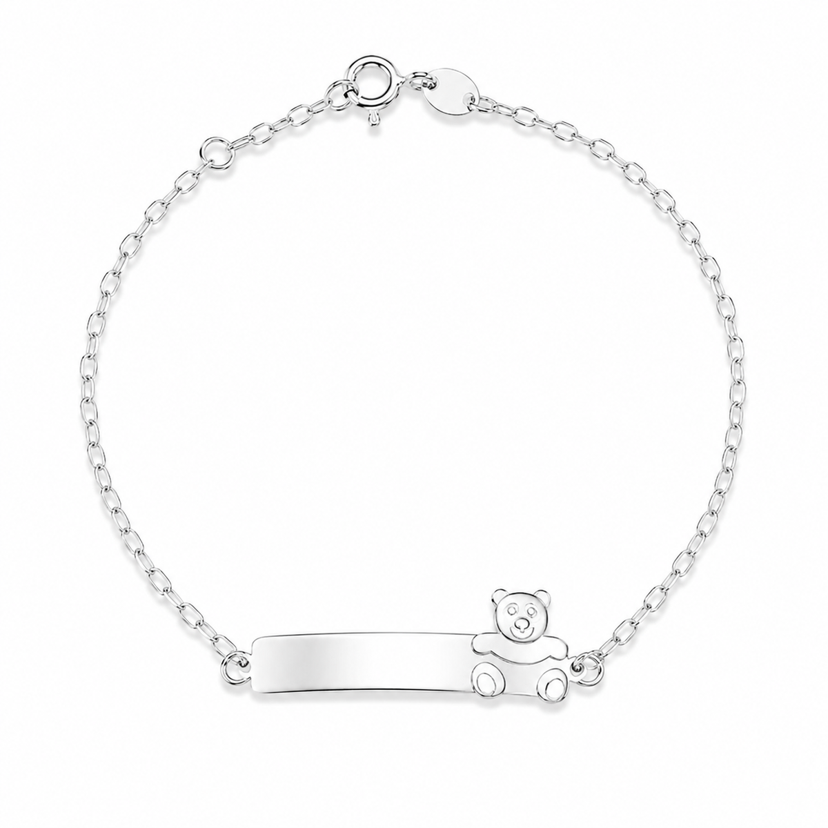 Pulseira Chapinha Ursinho em Prata 925 14cm