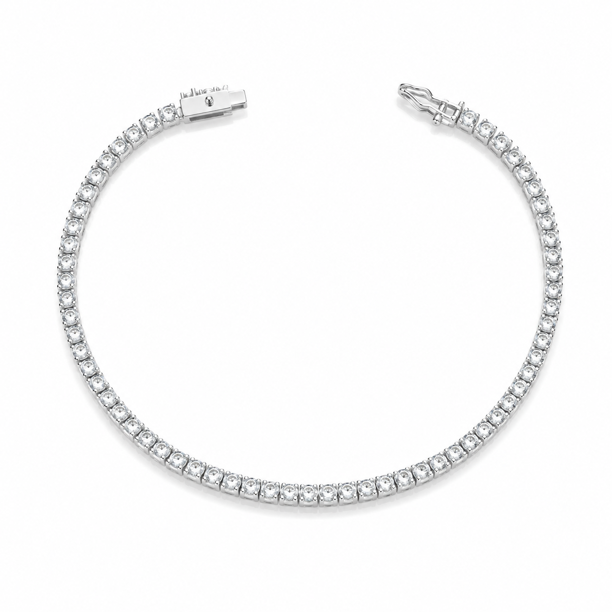 Pulseira Riviera em Prata 925 com Zircônias Cristais 18cm
