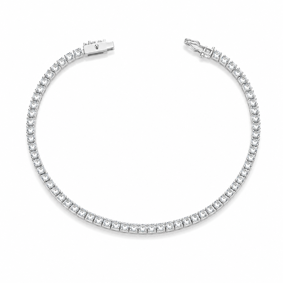 Pulseira Riviera em Prata 925 com Zircônias Cristais 18cm