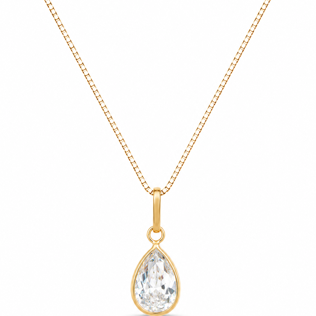 Colar Angelin Cristal Mini em Ouro 18K com Zircônias 45cm