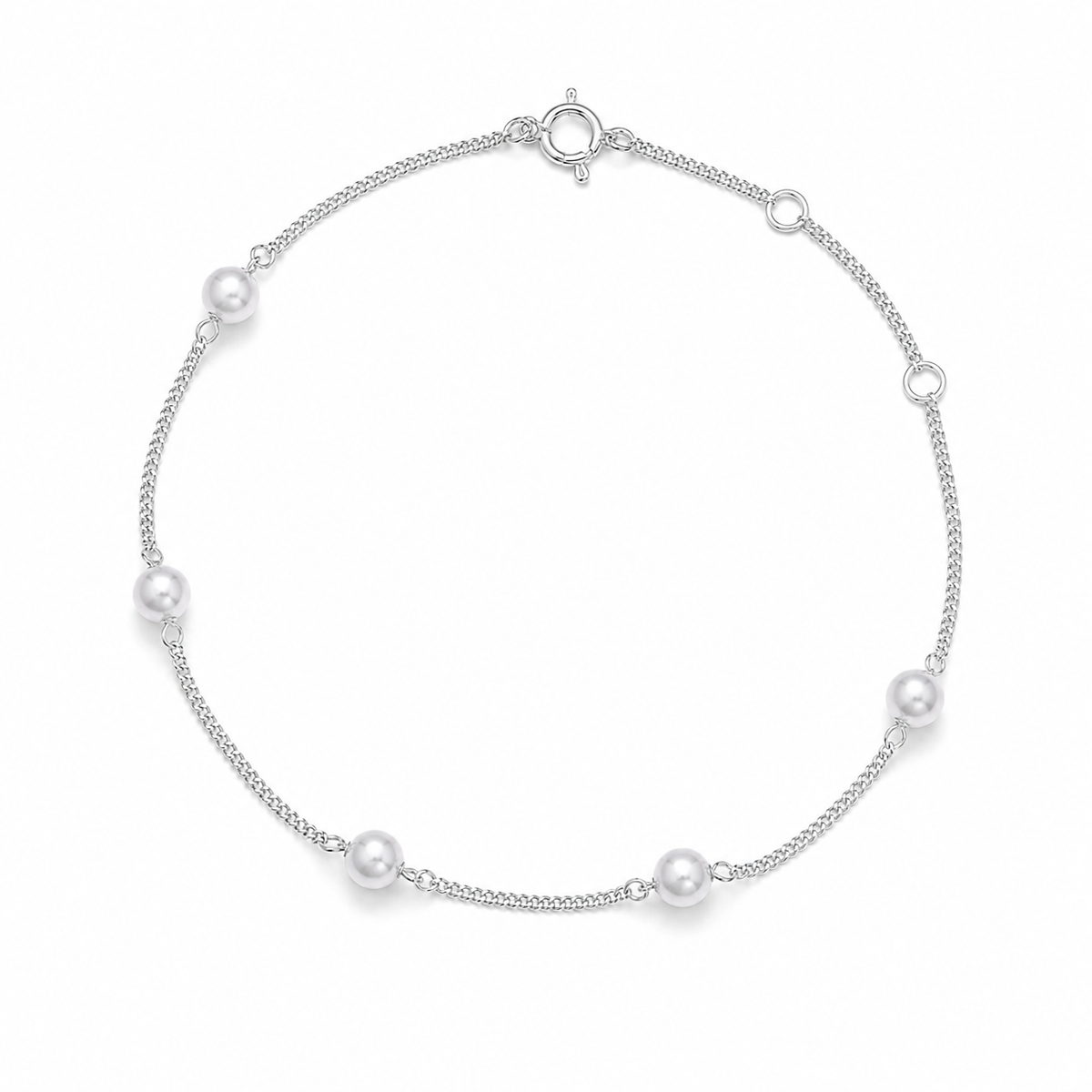 Pulseira Pérolas Mini em Prata 925 com Pérolas 20cm