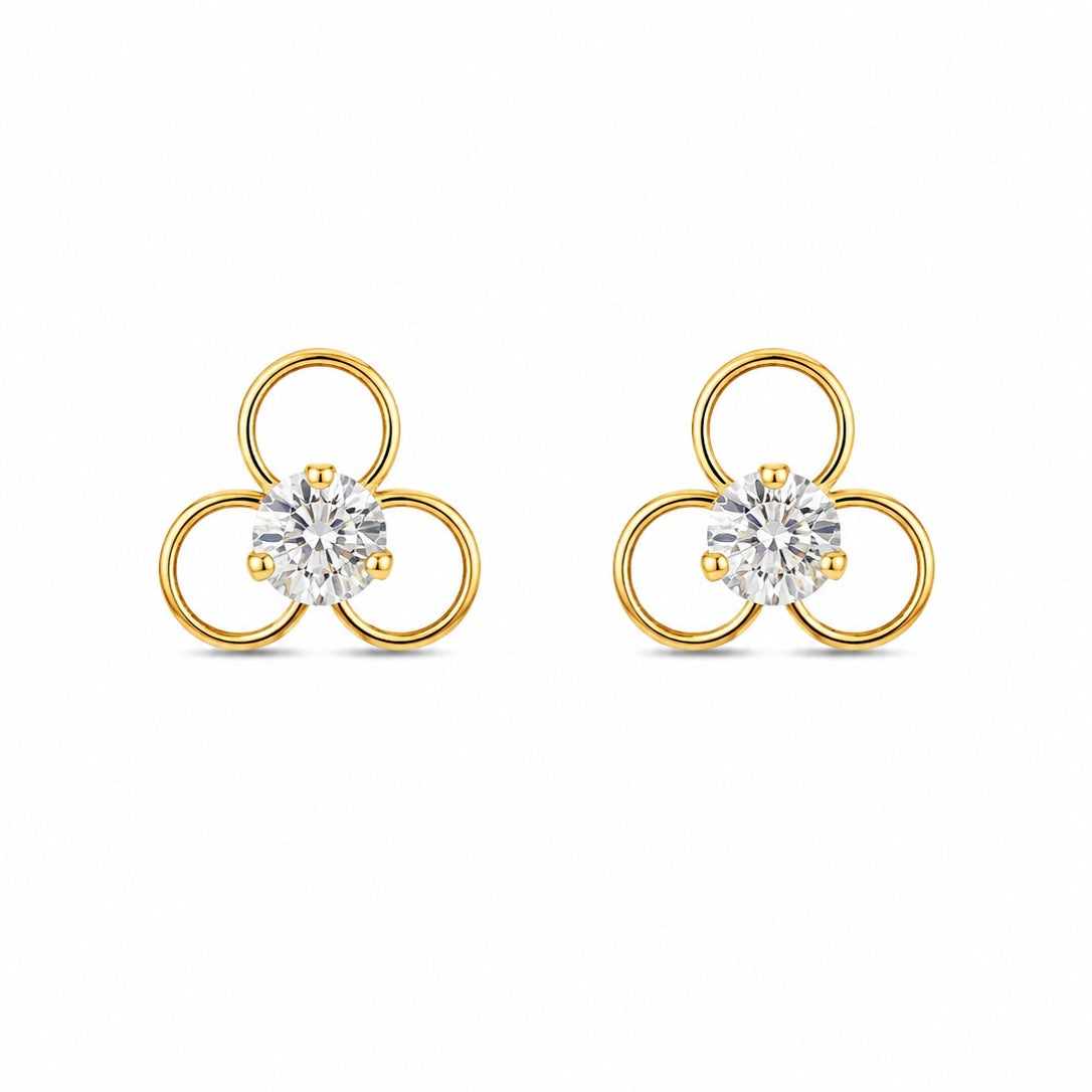Brinco Flowers mini Ouro 18K com Gema em Zircônia