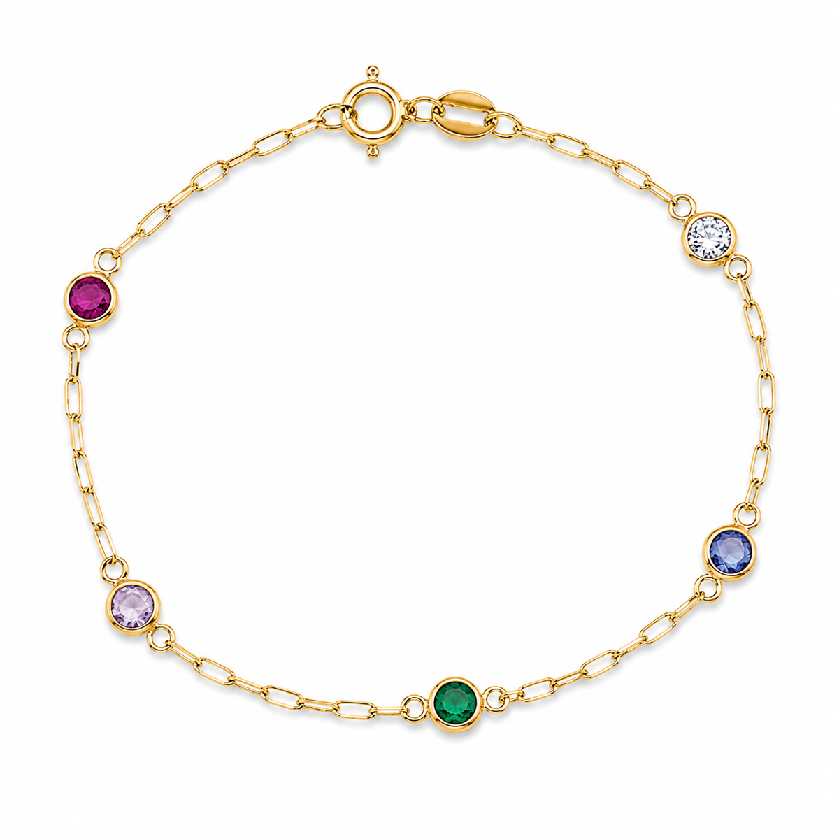 Pulseira Pequeno Amor Colors em Ouro 10K 14 cm com Gemas de Zircônia