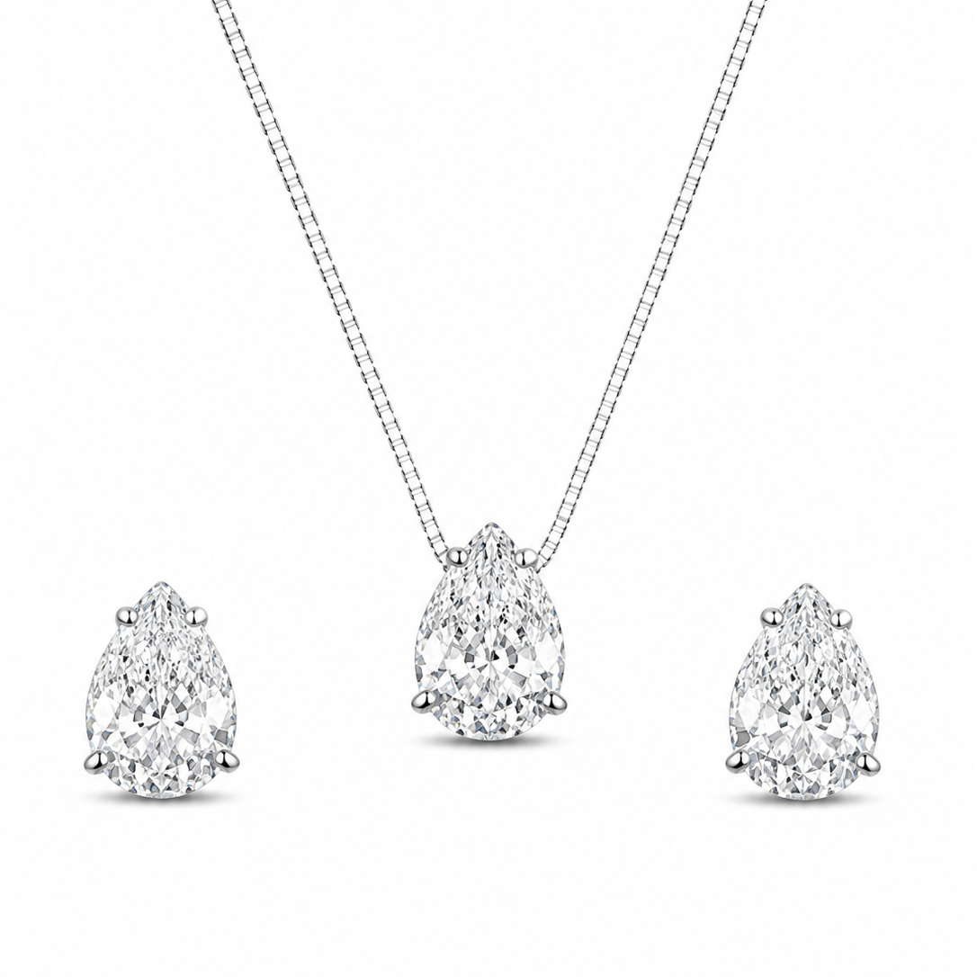 Conjunto Gota em Prata 925 com Zircônias 45cm