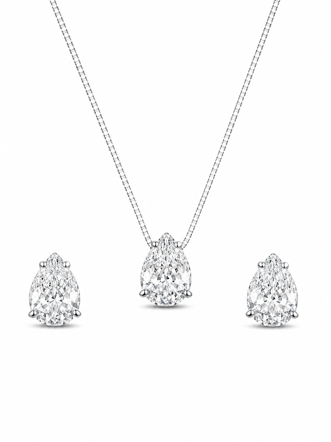 Conjunto Gota em Prata 925 com Zircônias 45cm