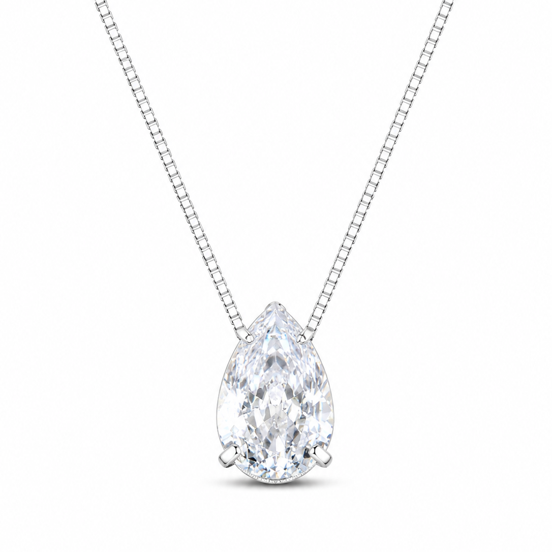 Colar Gota Cristal em Prata 925 com Zircônias 45cm