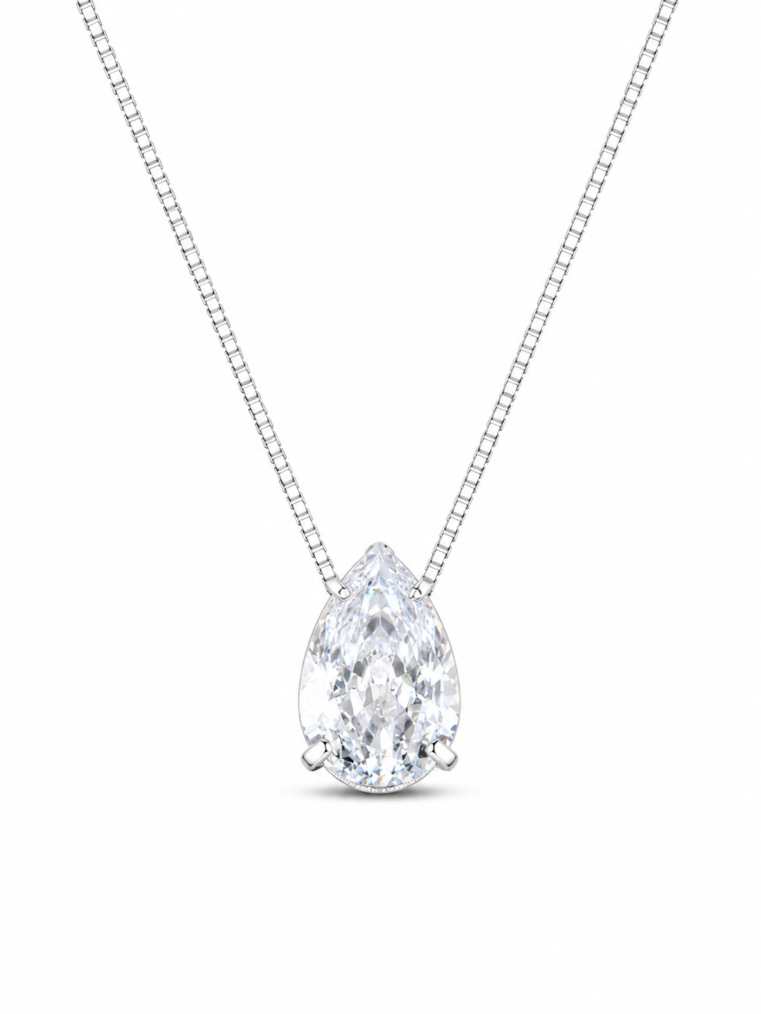 Colar Gota Cristal em Prata 925 com Zircônias 45cm