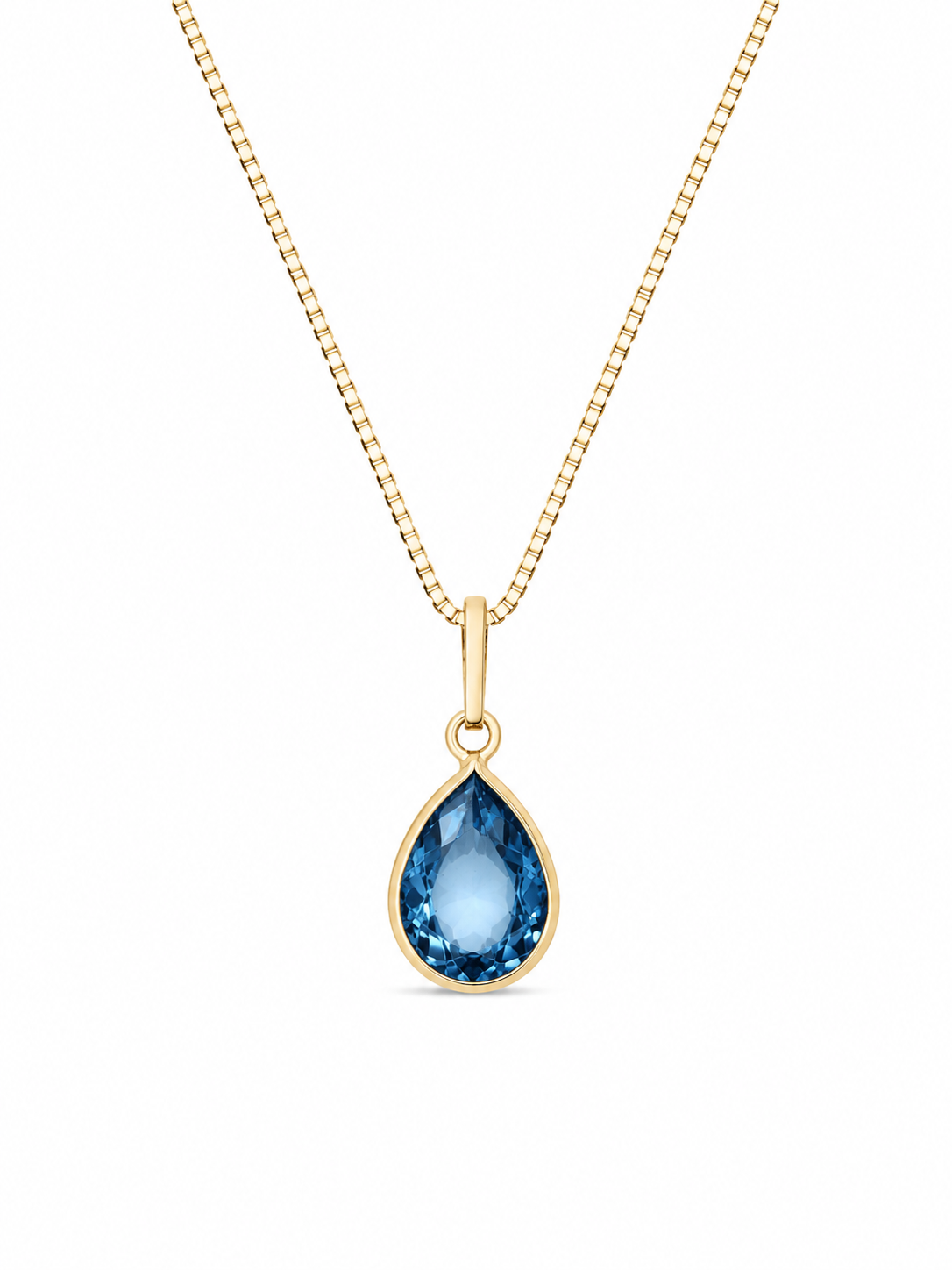 Colar Angelin Aqua Marine em Ouro 18K com Zircônias 45cm