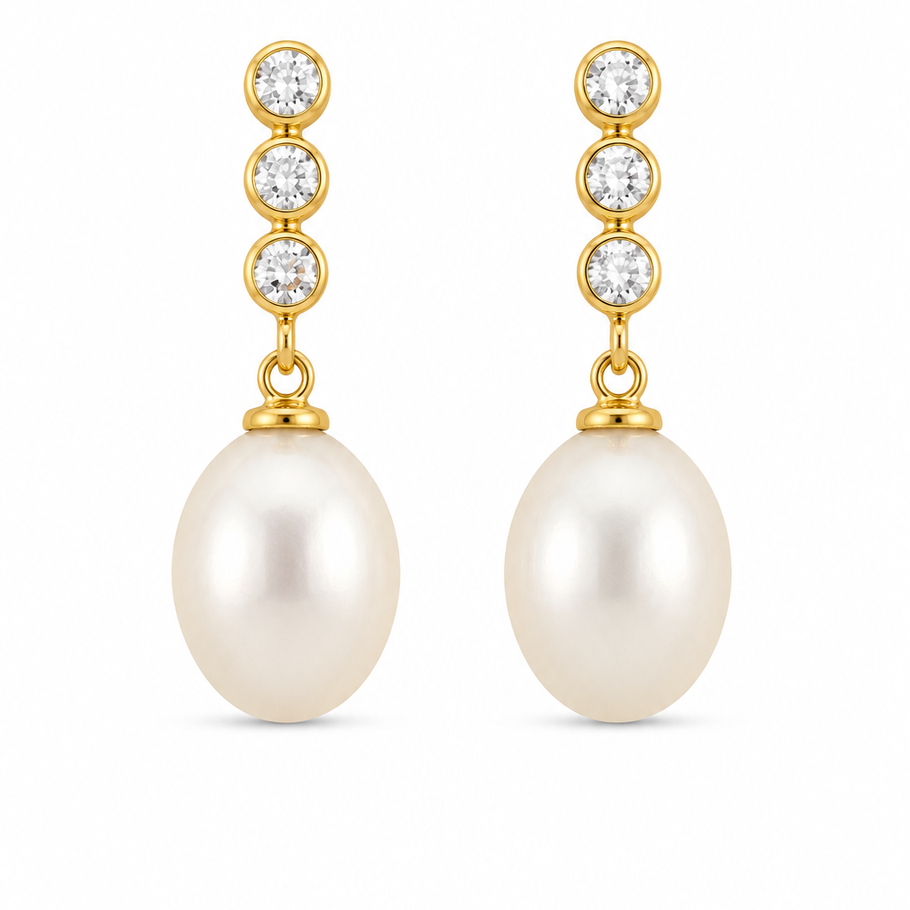 Brinco Francesca Ouro 18K com Pérolas e Gema em Zircônia