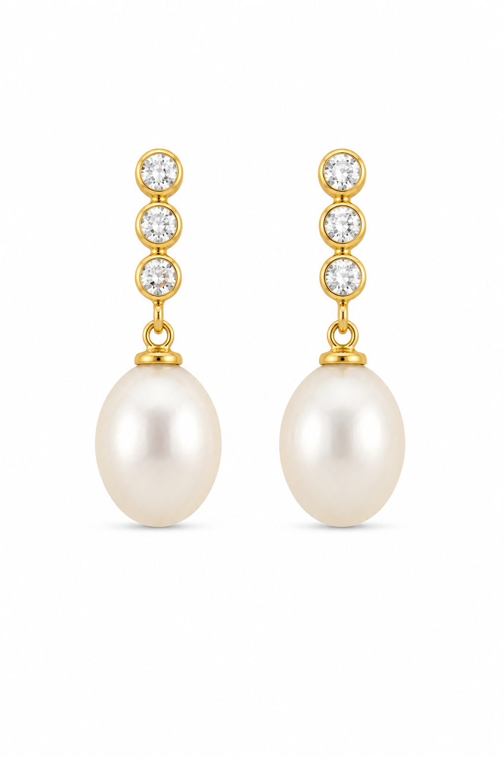 Brinco Francesca Ouro 18K com Pérolas e Gema em Zircônia
