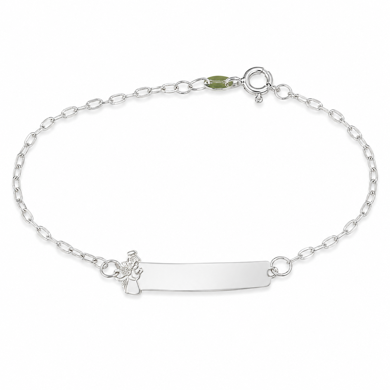 Pulseira Chapinha Pequeno Anjo em Prata 925 14cm