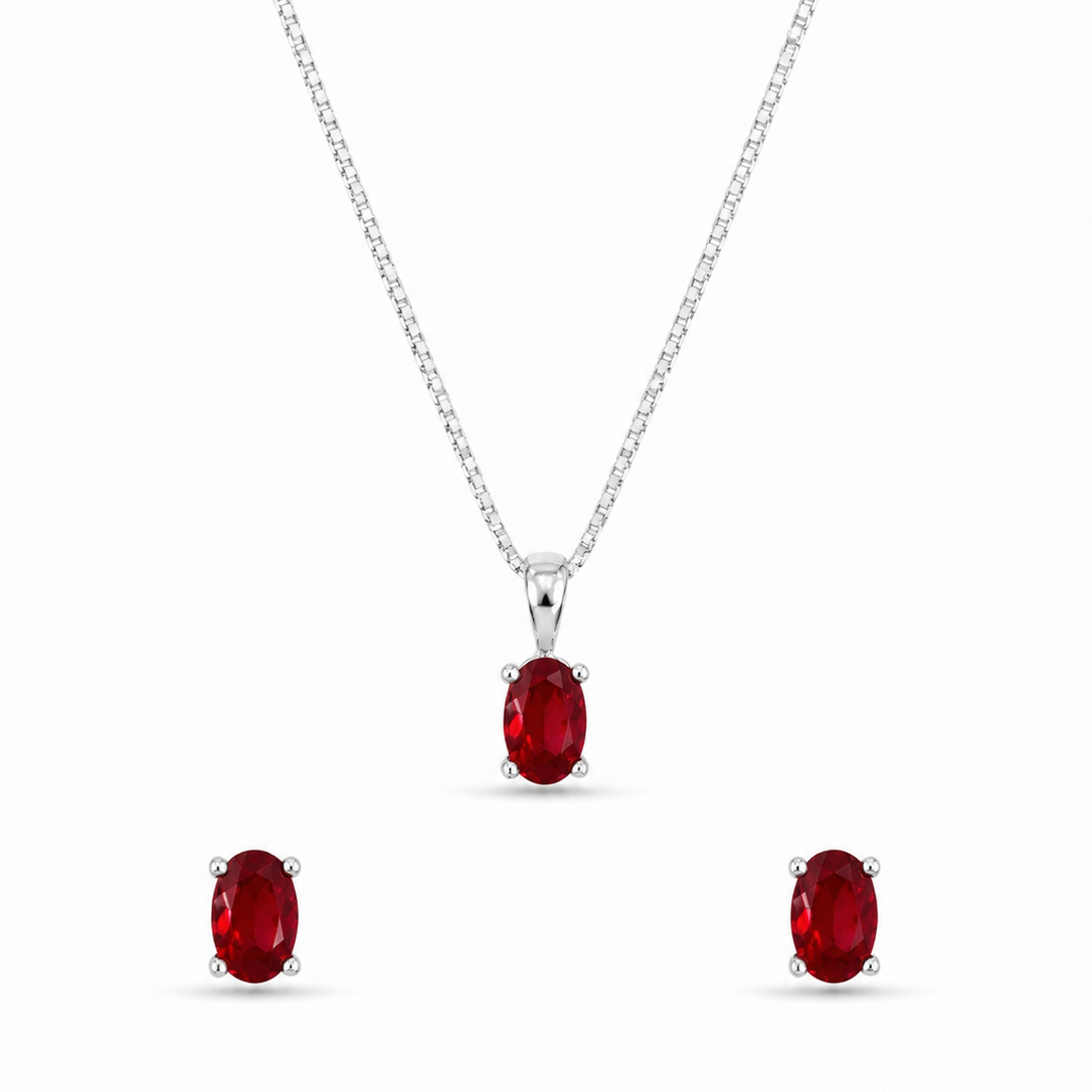 Conjunto Garnet em Prata 925 com Zircônias 45cm