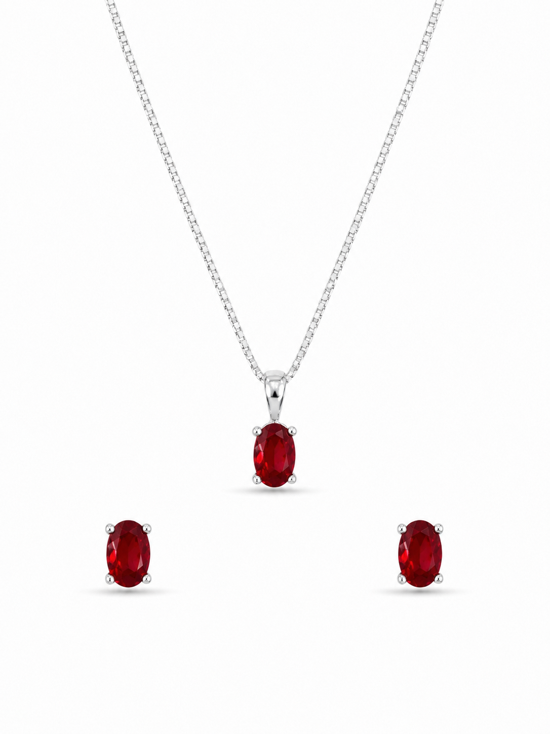Conjunto Garnet em Prata 925 com Zircônias 45cm