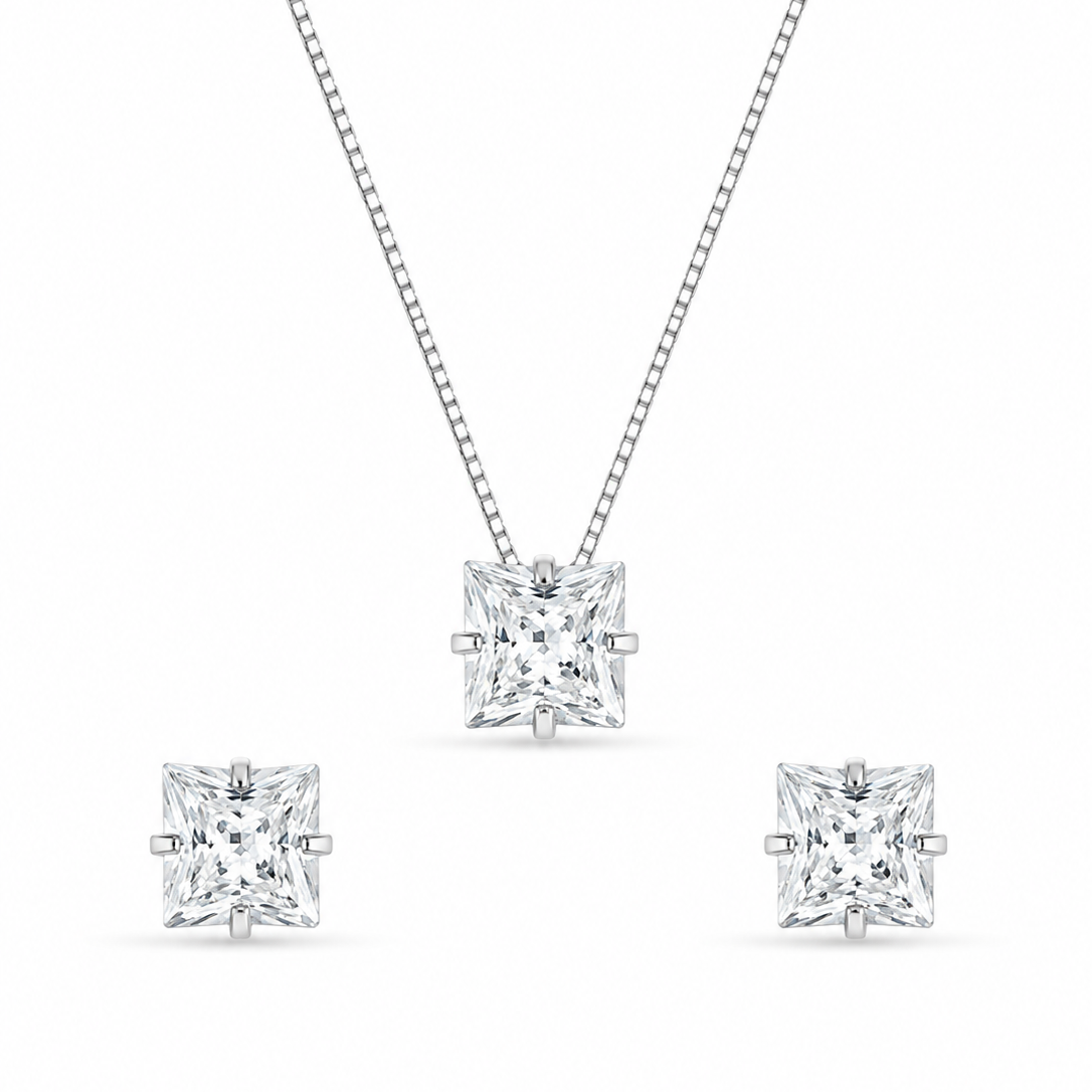 Conjunto Princess em Prata 925 com Zircônias 45cm