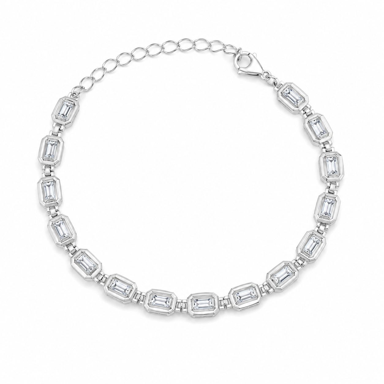 Pulseira Cristalis em Prata 925 com Zircônias Cristais 20cm