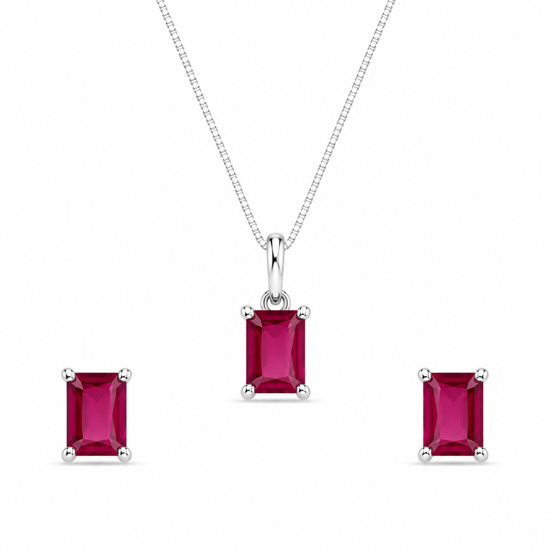 Conjunto Minimal Baguette em Prata 925 com Zircônias 45cm