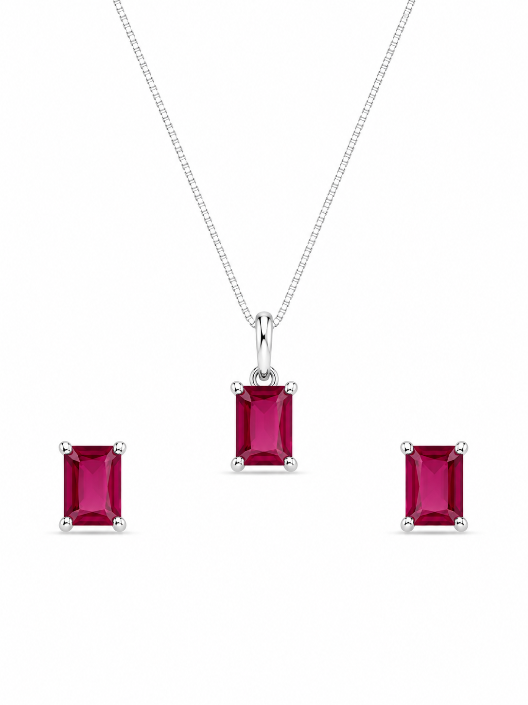 Conjunto Minimal Baguette em Prata 925 com Zircônias 45cm