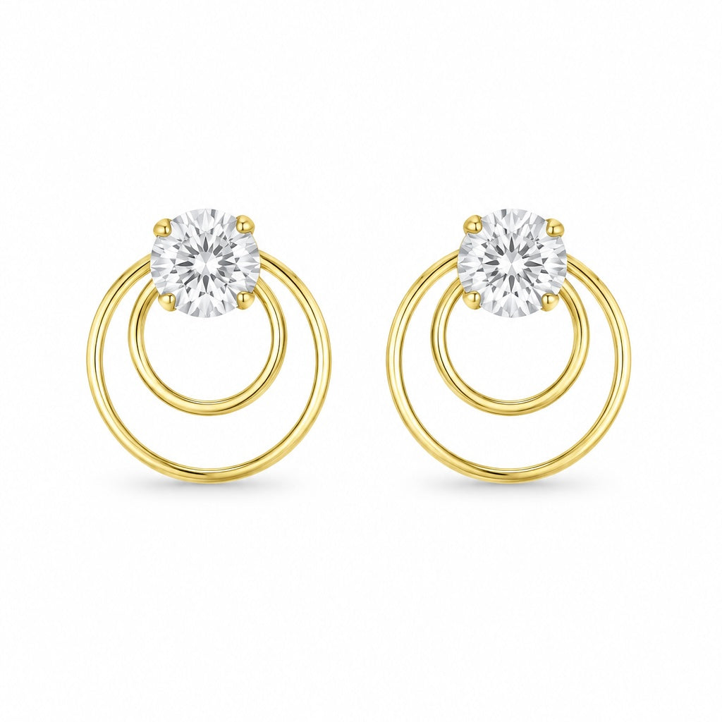 Brinco Petit Duo Ouro 18K com Gemas em Zircônia