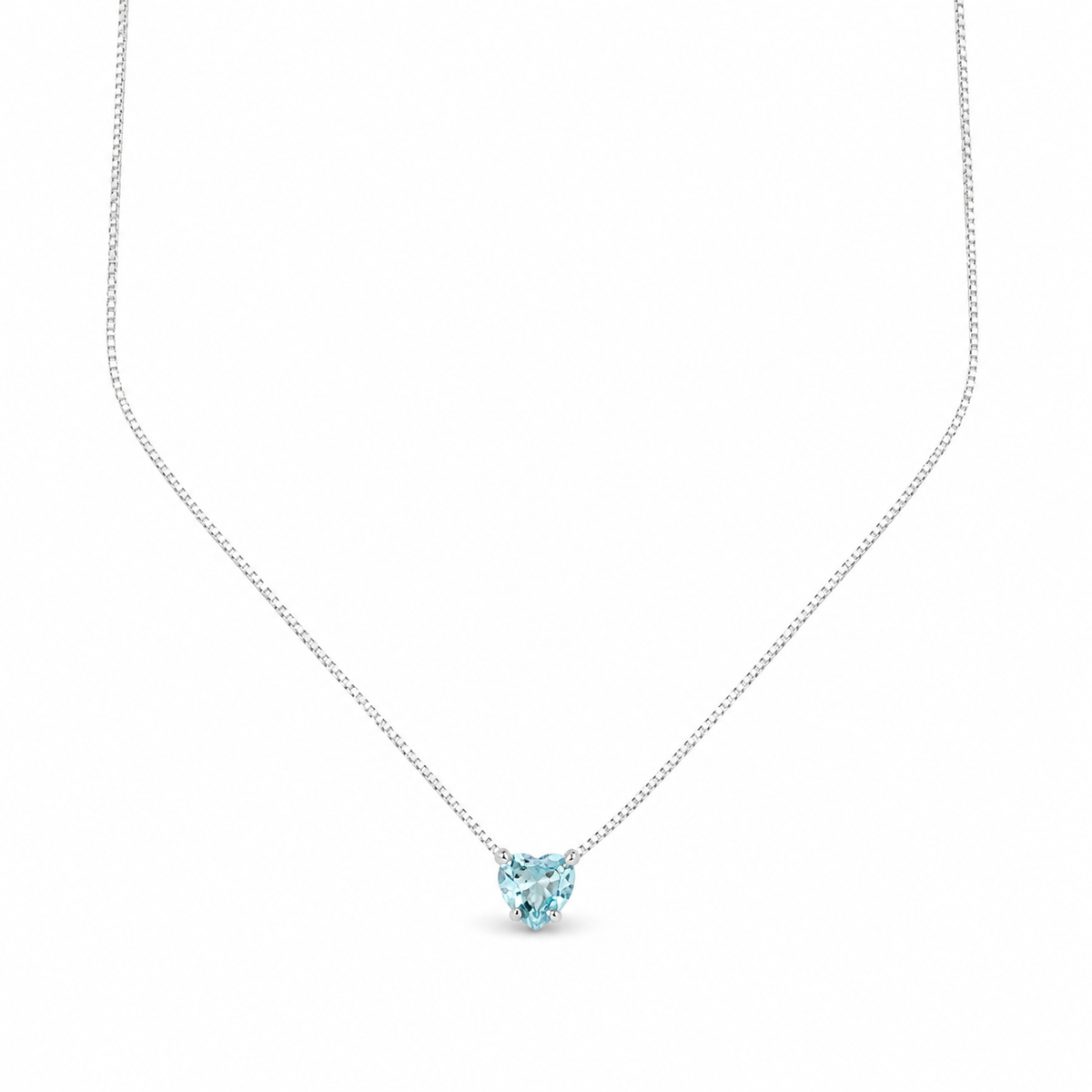 Colar Coração Ciano em Prata 925 com Zircônias 45cm