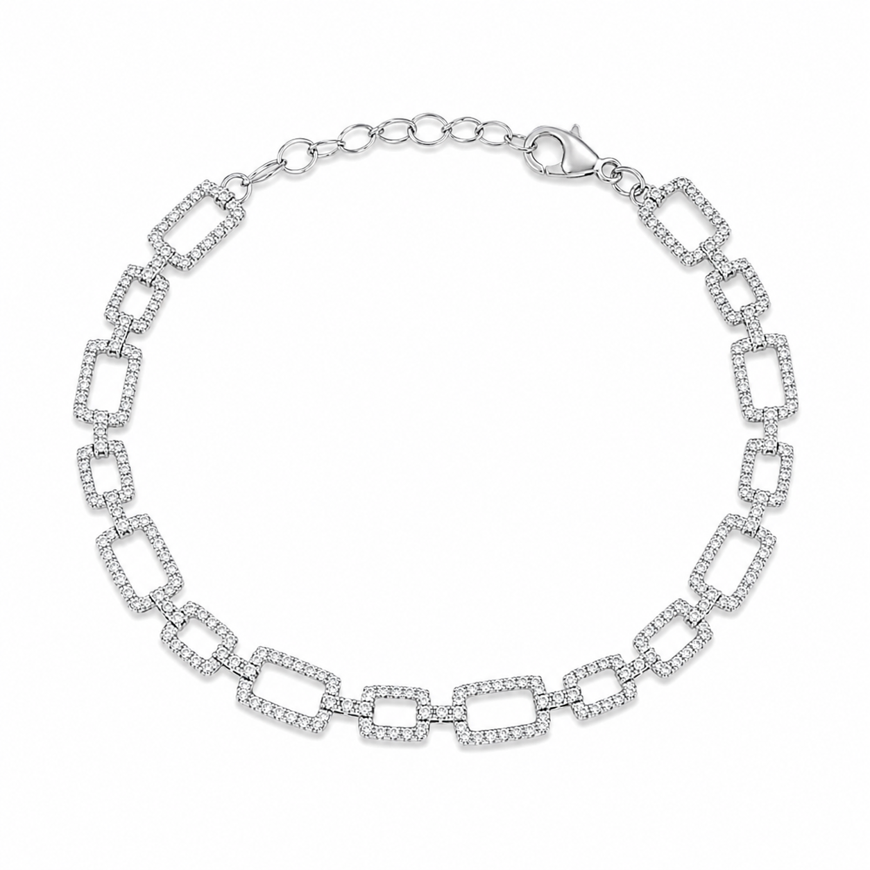 Pulseira Monarca em Prata 925 com Zircônias Cristais 18cm