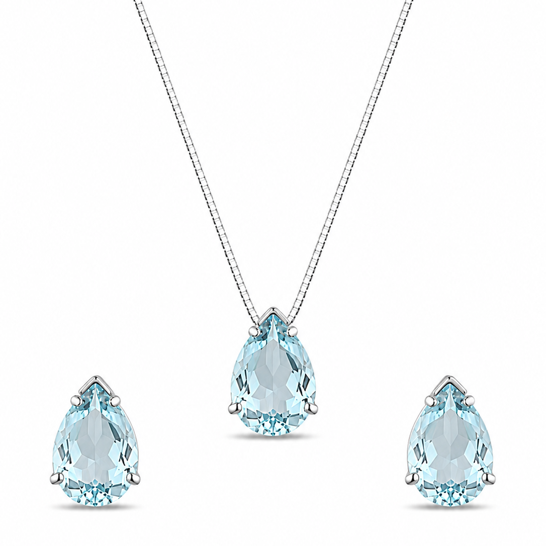 Conjunto Gota em Prata 925 com Zircônias 45cm