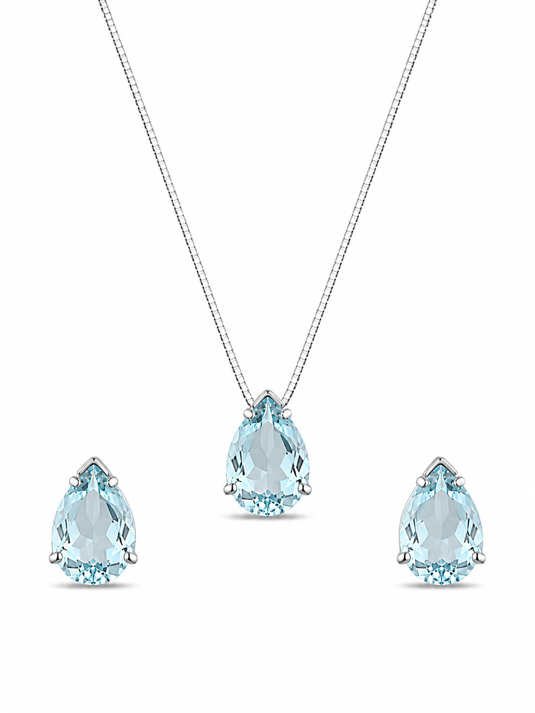 Conjunto Gota em Prata 925 com Zircônias 45cm