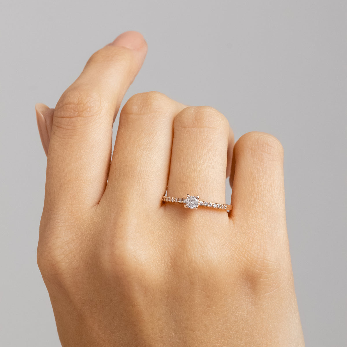 Anel Solitário Diamond Ouro Rosé 18K