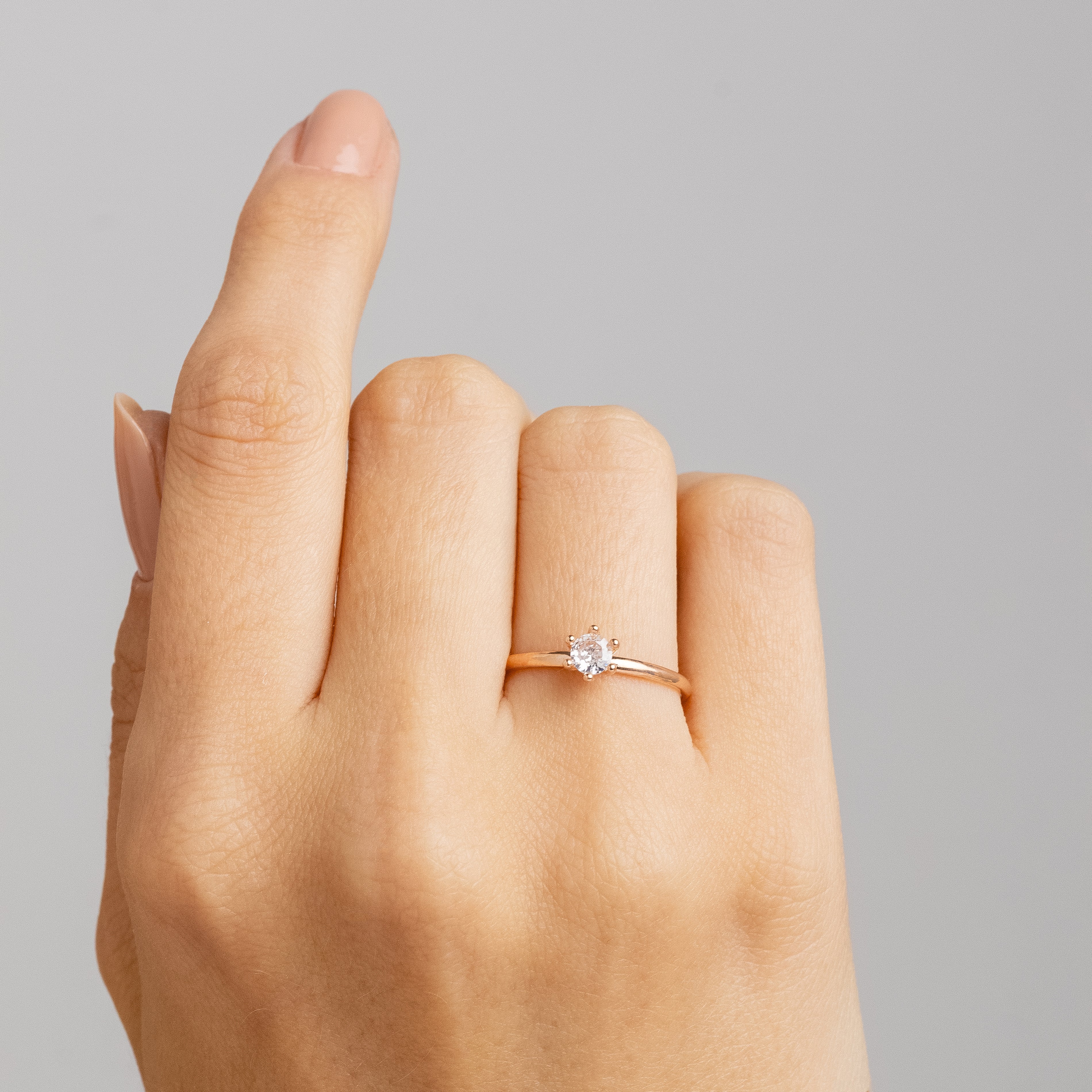 Anel Solitário Promisse Ouro Rosé 18K