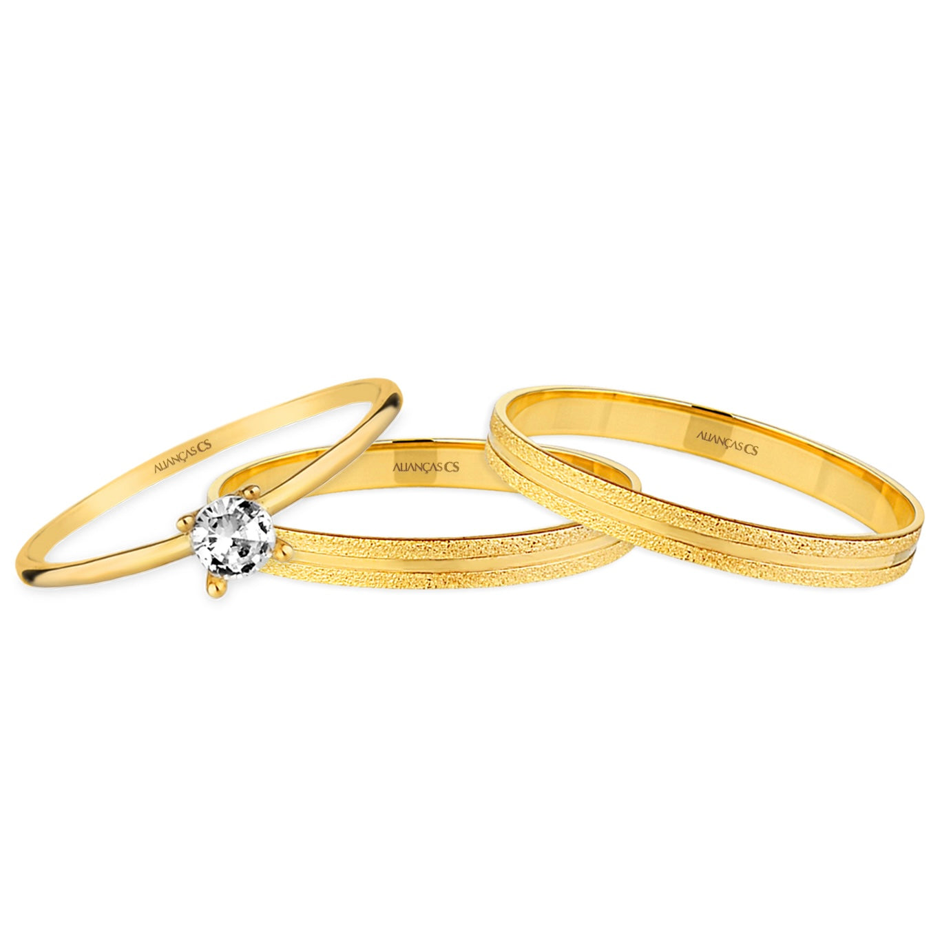 Alianças Dulce 2mm Banhadas a Ouro + Anel Brinde