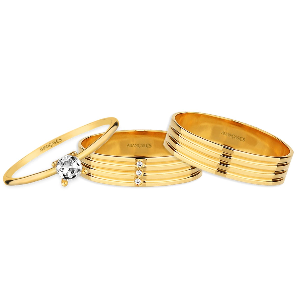 Alianças de Casamento Marquês Ouro 10K 5mm + Anel Brinde